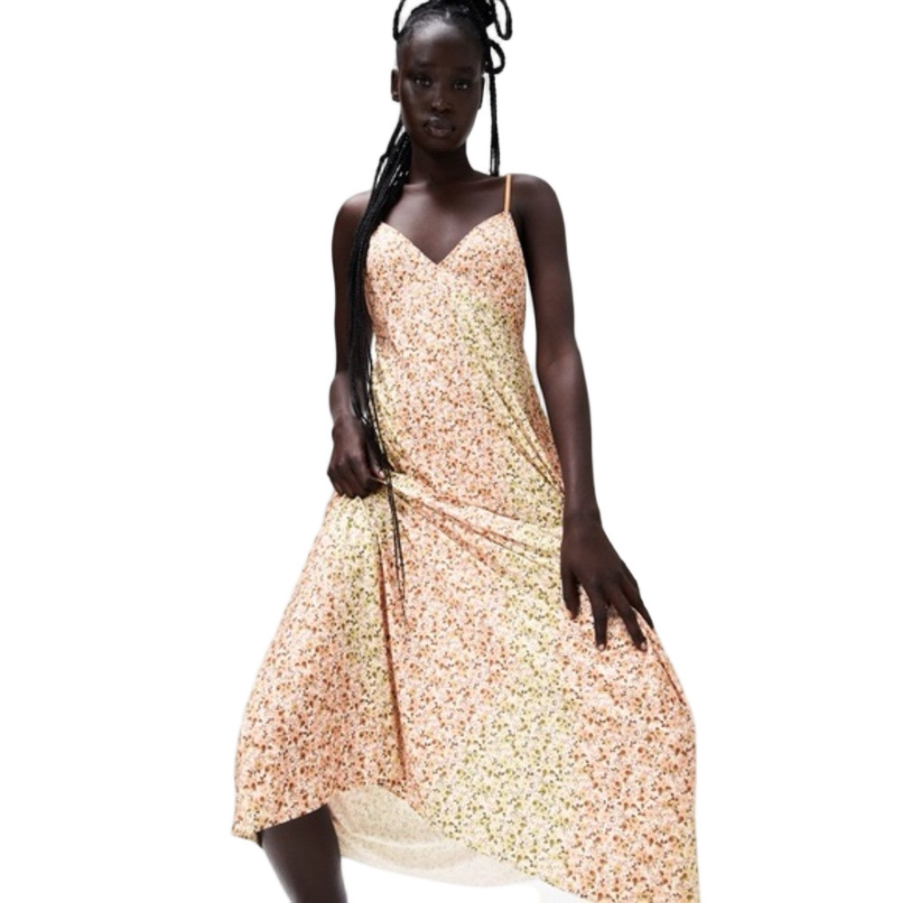 Zara Floral Maxi Dress with Orange Straps​